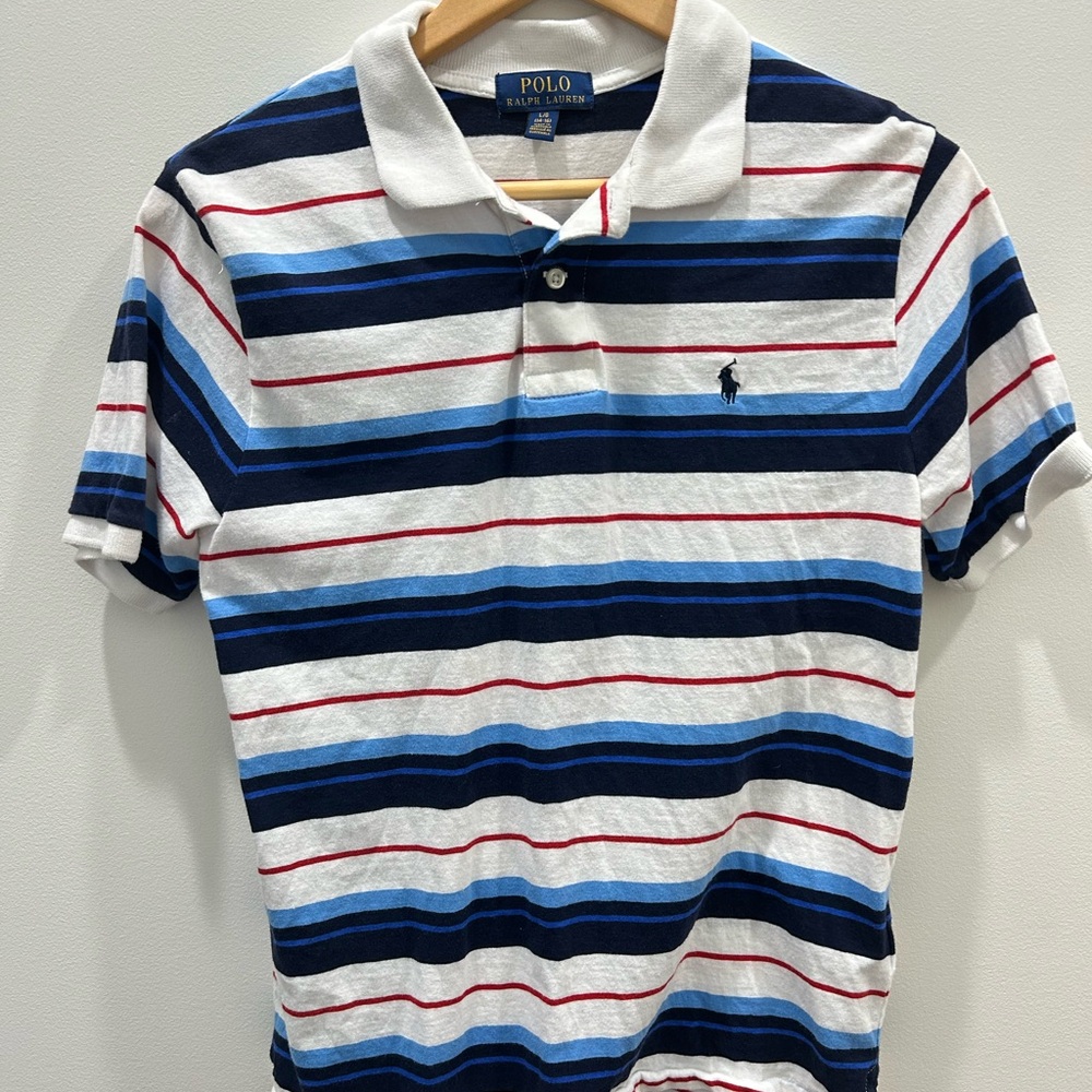 Polo by Ralph Lauren Boy’s Striped Polo Shirt - Blue, Red, White